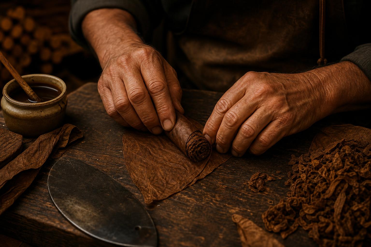 Master torcedor hand-rolling a premium Cigars Miami cigar