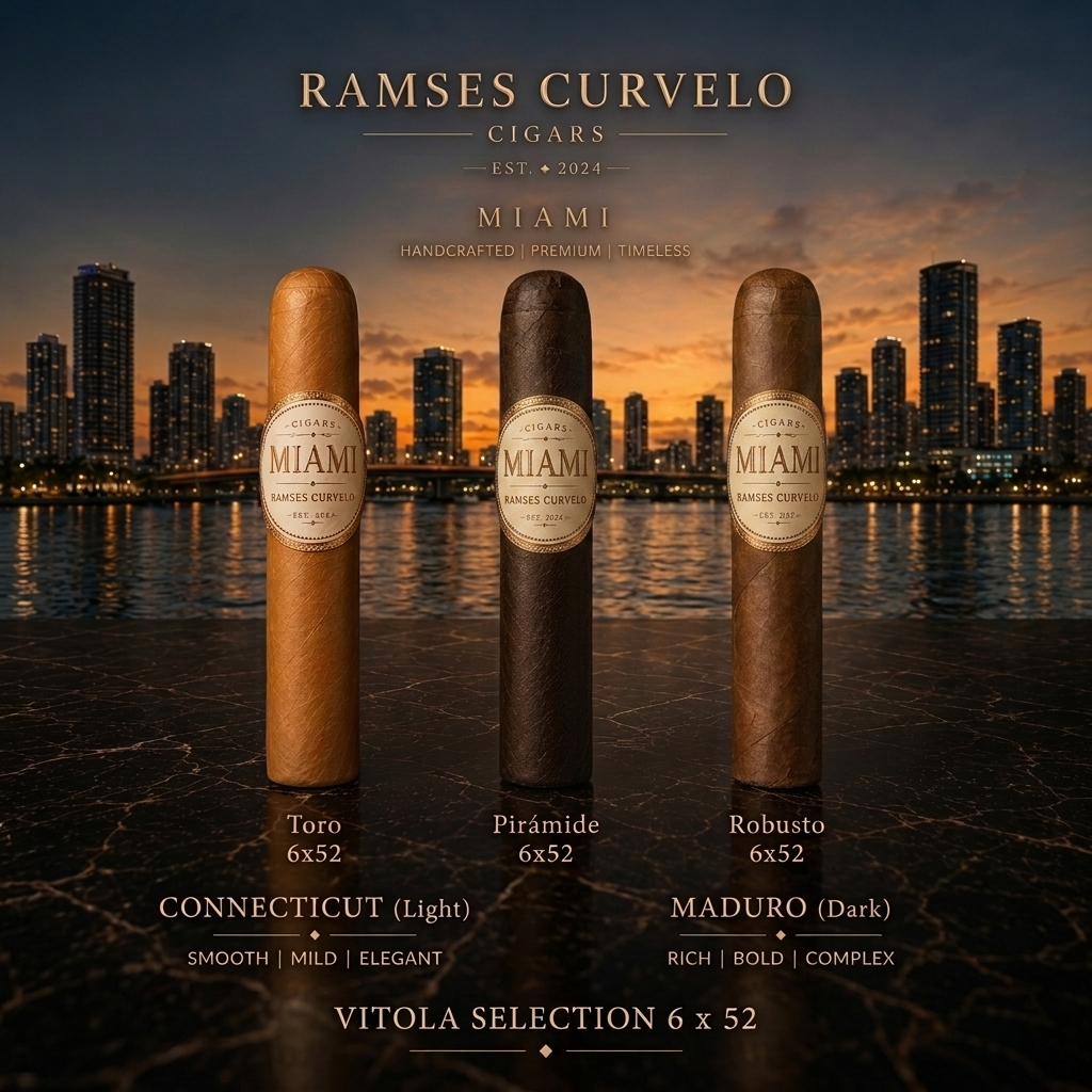 Ramses Curvelo Cigars Miami — Vitola Selection 6x52 in Connecticut and Maduro